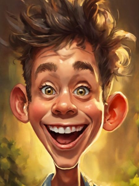 Caricature crazy young boy