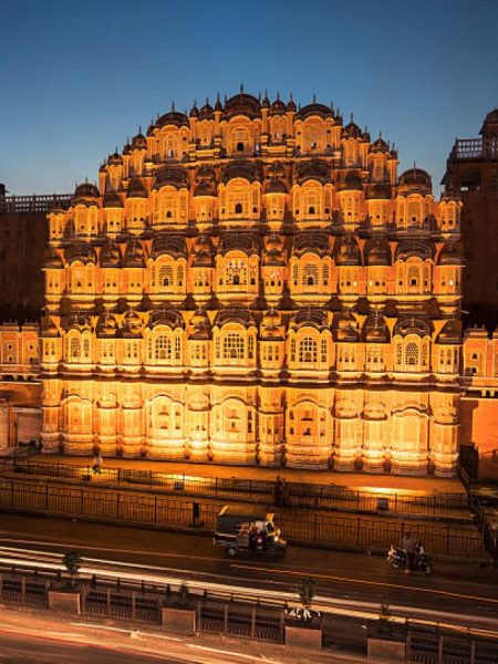 Hawa Mahal also known as Palace of winds at dusk - Jaipur - India.